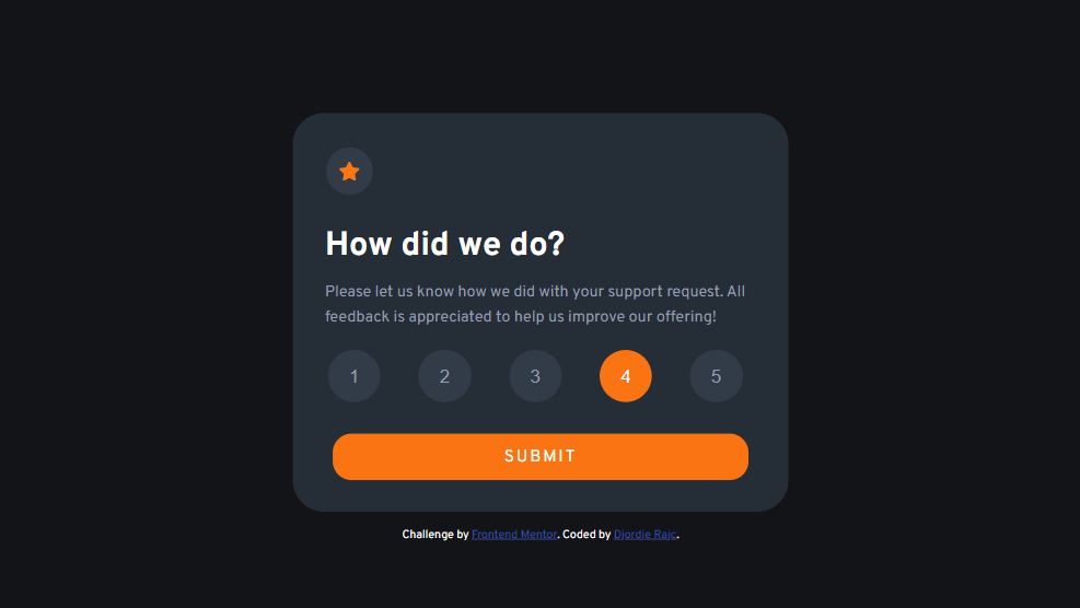 interactive rating component web page project created by author of this page