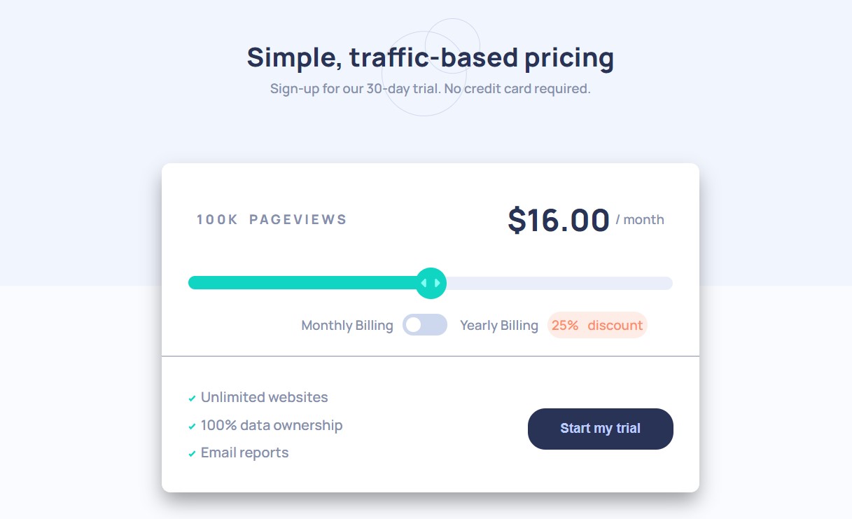 interactive pricing component wep bage project created by author of this page